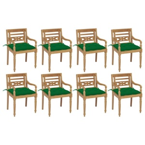 vidaXL, vidaXL Batavia-Stühle mit Kissen 8 Stk. Massivholz Teak, 