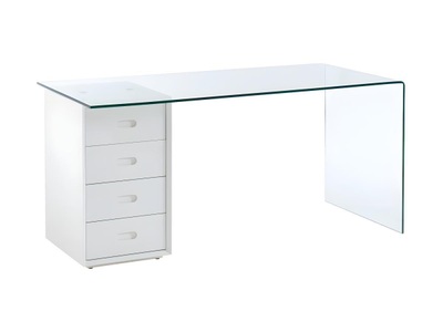 Vente-unique, Schreibtisch mit Stauraum Sicherheitsglas mit 4 Schubladen Glas MDF MURIEL Schreibtisch mit Stauraum Sicherheitsglas mit 4 Schubladen Glas MDF MURIEL, 