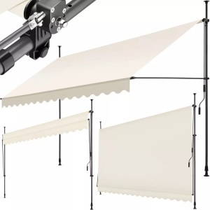 TecTake, Klemmmarkise mit Handkurbel, höhenverstellbar Klemmmarkise mit Handkurbel, höhenverstellbar, Tectake - Klemmmarkise mit Handkurbel, höhenverstellbar, One Size, Beige