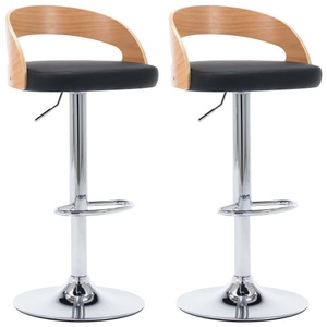 vidaXL, vidaXL Barhocker 2 Stk. Schwarz Kunstleder und Bugholz, vidaXL Barhocker 2 Stk. Schwarz Kunstleder und Bugholz