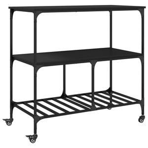 vidaXL, vidaXL Küchenwagen Schwarz 100x50x95 cm Holzwerkstoff, vidaXL Küchenwagen Schwarz 100x50x95 cm Holzwerkstoff