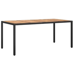 vidaXL, vidaXL Gartentisch 190x90x75 cm Poly Rattan und Akazienholz Schwarz