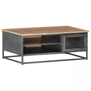vidaXL, vidaXL Couchtisch Grau 90x50x35 cm Massivholz Akazie, vidaXL Couchtisch Grau 90x50x35 cm Massivholz Akazie