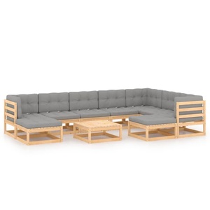 vidaXL, vidaXL 10-tlg. Garten-Lounge-Set mit Kissen Massivholz Kiefer, vidaXL 10-tlg. Garten-Lounge-Set mit Kissen Massivholz Kiefer