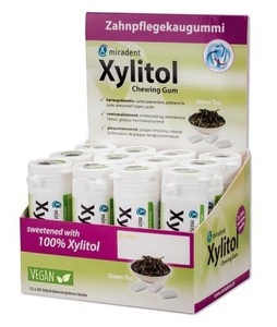 Miradent, Miradent Xylitol Kaugummi Grüner Tee (12x30 Stück), miradent Xylitol Kaugummi Grüner Tee Display (12x30 Stk)