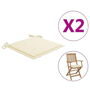 vidaXL, vidaXL Gartenstuhl-Sitzkissen 2 Stk. Creme 40x40x4 cm Stoff, vidaXL Gartenstuhl-Kissen 2 Stk. Creme 40x40x3 cm Oxford-Gewebe