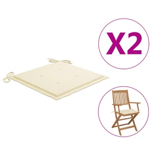 vidaXL, vidaXL Gartenstuhl-Sitzkissen 2 Stk. Creme 40x40x4 cm Stoff, vidaXL Gartenstuhl-Kissen 2 Stk. Creme 40x40x3 cm Oxford-Gewebe