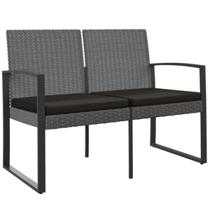 vidaXL, vidaXL Gartenbank 2-Sitzer mit Kissen Dunkelgrau PP-Rattan