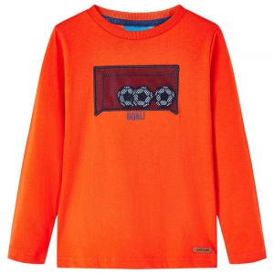 vidaXL, vidaXL Kinder-Langarmshirt mit Fußballtor Hellorange 116, vidaXL Kinder-Langarmshirt Hellorange 116