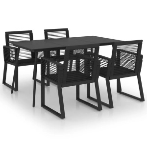 vidaXL, vidaXL 5-tlg. Garten-Essgruppe PVC Rattan Schwarz, vidaXL 5-tlg. Garten-Essgruppe PVC Rattan Schwarz