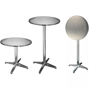 Hi, HI Klappbarer Bistrotisch Aluminium Rund 60×60×(58-115) cm, HI - Bistrotisch aluminium, One Size, Silber