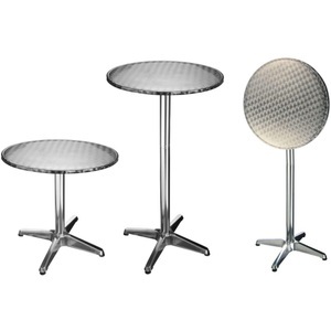 Hi, HI Klappbarer Bistrotisch Aluminium Rund 60×60×(58-115) cm, HI - Bistrotisch aluminium, One Size, Silber