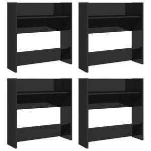 vidaXL, vidaXL Wand-Schuhschränke 4 Stk. Hochglanz-Schwarz 60x18x60 cm