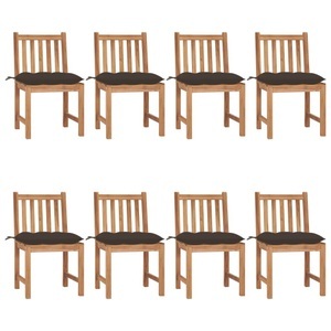 vidaXL, vidaXL Gartenstühle 8 Stk. mit Kissen Massivholz Teak, vidaXL Gartenstühle 8 Stk. mit Kissen Massivholz Teak
