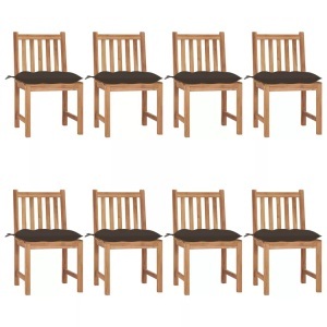 vidaXL, vidaXL Gartenstühle 8 Stk. mit Kissen Massivholz Teak, vidaXL Gartenstühle 8 Stk. mit Kissen Massivholz Teak