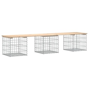 vidaXL, vidaXL Gartenbank aus Gabionen 203x44x42 cm Massivholz Kiefer