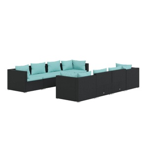 vidaXL, vidaXL 9-tlg. Garten-Lounge-Set mit Kissen Poly Rattan Schwarz