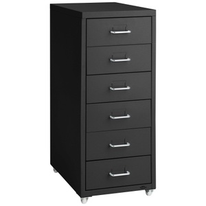 TecTake, Rollcontainer aus Metall - schwarz, Tectake - Rollcontainer aus Metall 41x28x69cm, One Size, Schwarz