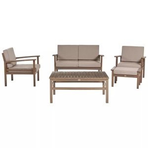 Beliani, Lounge Set mit Tisch aus FSC® zertifiziertes Akazienholz Modern MANILA Lounge Set mit Tisch aus FSC® zertifiziertes Akazienholz Modern MANILA, Beliani - Lounge Set mit Tisch aus FSC® zertifiziertes Akazienholz Rustikal MANILA, One Size, Taupe