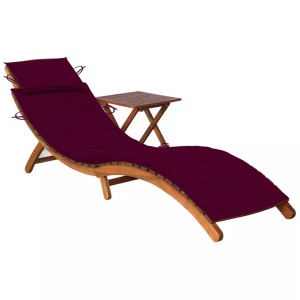 vidaXL, vidaXL Sonnenliege mit Tisch und Auflage Massivholz Akazie, vidaXL Sonnenliege mit Tisch und Auflage Massivholz Akazie