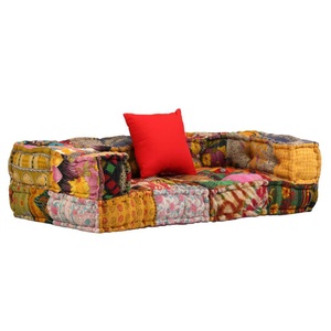 Diverse Hardware, 2-Sitzer Modulares Sofa mit Armlehnen Stoff Patchwork