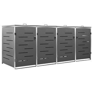 vidaXL, vidaXL Mülltonnenbox für 4 Tonnen 276,5x77,5x115,5 cm Edelstahl, vidaXL Mülltonnenbox für 4 Tonnen 276,5x77,5x112,5 cm Edelstahl