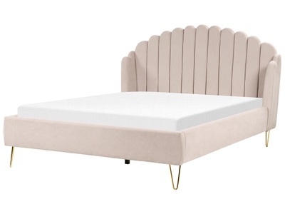 Beliani, Bett mit Lattenrost aus Polyester Retro AMBILLOU Bett mit Lattenrost aus Polyester Retro AMBILLOU