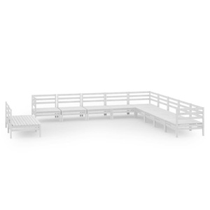 vidaXL, vidaXL 11-tlg. Garten-Lounge-Set Massivholz Kiefer Weiß