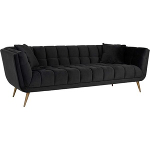 Richmond Interiors, Sofa Huxley anthrazit gold gebürstet 230, Sofa Huxley anthrazit gold gebürstet 230