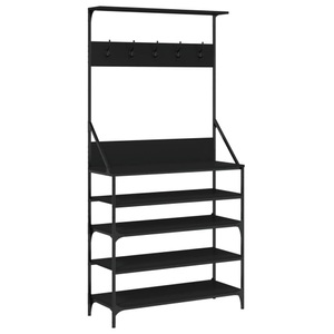 vidaXL, vidaXL Kleiderständer mit Schuhablage Schwarz 90x34x184 cm, vidaXL Kleiderständer mit Schuhablage Schwarz 90x34x184 cm