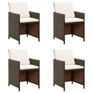vidaXL, vidaXL Gartenstühle mit Kissen 4 Stk. Poly Rattan Braun, vidaXL Gartenstühle mit Kissen 4 Stk. Poly Rattan Braun