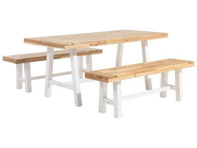 Beliani, Gartentisch Set aus Akazienholz Skandinavisch SCANIA Gartentisch Set aus Akazienholz Skandinavisch SCANIA, Beliani - Gartentisch Set aus Akazienholz Skandinavisch SCANIA, One Size, Light Beige