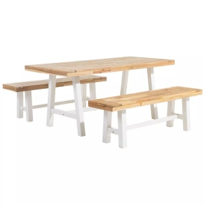 Beliani, Gartentisch Set aus Akazienholz Skandinavisch SCANIA Gartentisch Set aus Akazienholz Skandinavisch SCANIA, Beliani - Gartentisch Set aus Akazienholz Skandinavisch SCANIA, One Size, Light Beige