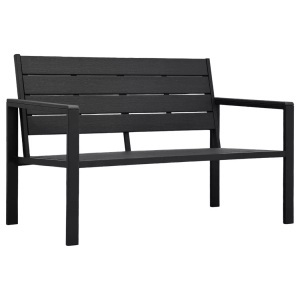 Diverse Hardware, Gartenbank 120 cm HDPE Schwarz Holzoptik, VidaXL - Gartenbank plastik, One Size, Schwarz