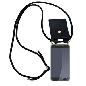 Cadorabo, Cadorabo Handy Kette für Apple iPhone 5 / 5S / SE in SCHWARZ – Silikon Necklace Umhänge Hülle mit Gold Ringen, Kordel Band Schnur und abnehmbarem E..., Cadorabo - Handy Kette für Apple iPhone 5 5S SE 2016 Silikon mit Gold Ringen, Schwarz