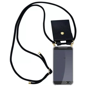 Cadorabo, Cadorabo Handy Kette für Apple iPhone 5 / 5S / SE in SCHWARZ – Silikon Necklace Umhänge Hülle mit Gold Ringen, Kordel Band Schnur und abnehmbarem E..., Cadorabo - Handy Kette für Apple iPhone 5 5S SE 2016 Silikon mit Gold Ringen, Schwarz