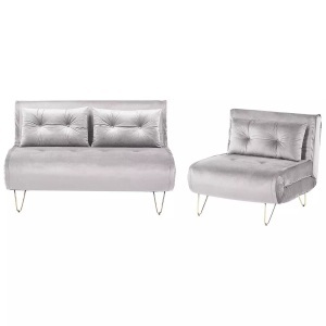 Beliani, Wohnzimmer Set aus Samtstoff Glamourös VESTFOLD Wohnzimmer Set aus Samtstoff Glamourös VESTFOLD, Beliani - Wohnzimmer Set aus Samtstoff Modern VESTFOLD, One Size, Rauch