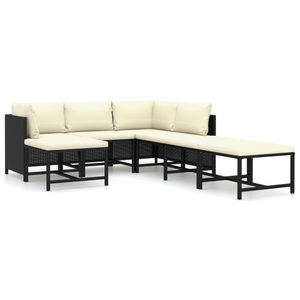 vidaXL, vidaXL 7-tlg. Garten-Lounge-Set mit Kissen Poly Rattan Schwarz