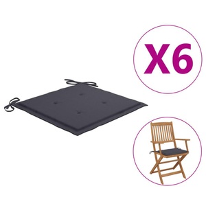 vidaXL, vidaXL Gartenstuhl-Sitzkissen 6 Stk. Anthrazit 40x40x4 cm Stoff, vidaXL Gartenstuhl-Kissen 6 Stk. Anthrazit 40x40x3 cm Oxford-Gewebe