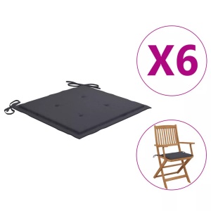 vidaXL, vidaXL Gartenstuhl-Sitzkissen 6 Stk. Anthrazit 40x40x4 cm Stoff, vidaXL Gartenstuhl-Kissen 6 Stk. Anthrazit 40x40x3 cm Oxford-Gewebe