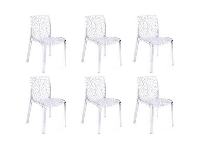 Vente-unique, Stuhl 6erSet Polycarbonat Transparent DIADEME Stuhl 6erSet Polycarbonat Transparent DIADEME, 