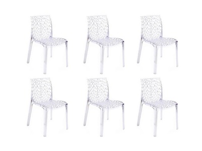 Vente-unique, Stuhl 6erSet Polycarbonat Transparent DIADEME Stuhl 6erSet Polycarbonat Transparent DIADEME, 