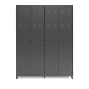 LA REDOUTE INTERIEURS, Kleiderschrank 4 Türen aus Metall, Hiba, La Redoute Intérieurs - Kleiderschrank Hiba mit 4 Türen, One Size, Grau