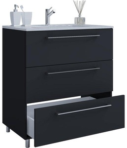 VCM, 2-tlg. Badmöbel Set 2-tlg. Badmöbel Set, MID.YOU Waschtischkombi 60 cm , Schubo , Schwarz , Metall , 3 Schubladen , 60 cm , melaminharzbeschichtet,melaminharzbeschichtet,Nachbildung,Nachbildung , stehend , 000657025702