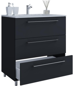 VCM, 2-tlg. Badmöbel Set 2-tlg. Badmöbel Set, MID.YOU Waschtischkombi 60 cm , Schubo , Schwarz , Metall , 3 Schubladen , 60 cm , melaminharzbeschichtet,melaminharzbeschichtet,Nachbildung,Nachbildung , stehend , 000657025702
