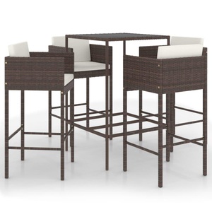 vidaXL, vidaXL 5-tlg. Gartenbar-Set mit Kissen Poly Rattan Braun, vidaXL 5-tlg. Gartenbar-Set mit Kissen Poly Rattan Braun