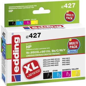 edding, Edding Tinte ersetzt HP 950, 950XL, 951, 951XL Kompatibel Kombi-Pack Schwarz, Cyan, Magenta, Gelb edding 427 EDD-427, Edding Druckerpatrone ersetzt HP 950, 950XL, 951, 951XL Kompatibel Kombi-Pack Schwarz, Cyan, Magenta, Gelb 18-427