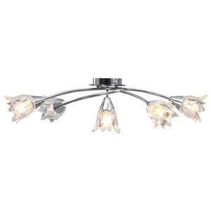 vidaXL, vidaXL Deckenleuchte mit Glasschirmen für 5 E14 Glühlampen, vidaXL Deckenleuchte mit Glasschirmen für 5 E14 Glühlampen