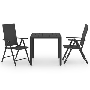 vidaXL, Garten essgruppe poly-rattan Garten essgruppe poly-rattan, vidaXL 3-tlg. Garten-Essgruppe Schwarz