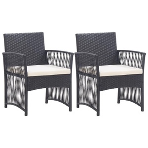 Diverse Hardware, Gartensessel mit Sitzkissen 2 Stk. Schwarz Poly Rattan, vidaXL Gartensessel mit Sitzkissen 2 Stk. Schwarz Poly Rattan